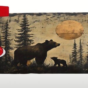 Rustic Bear and Cub Mailbox Cover
